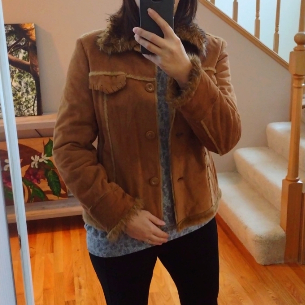 Faux leather and fur jacket